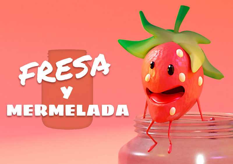 Fresa y mermelada 3D