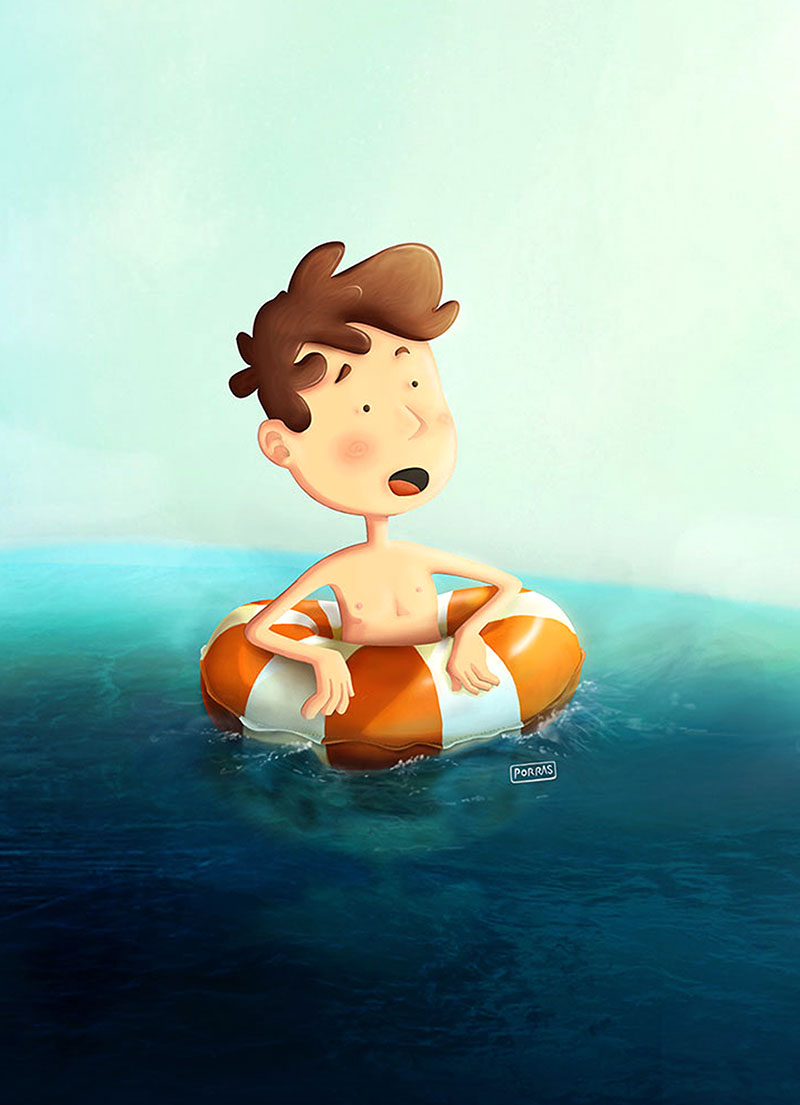 Digital Illustration -children on the beach