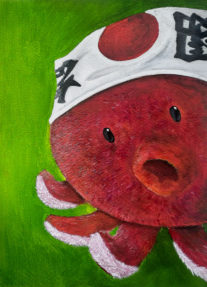 Oil paint of the octopus